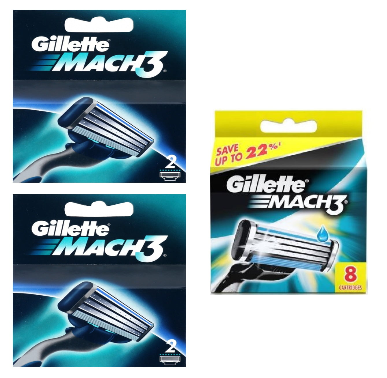 Gillette Mach3 Refill Razor Blade Cartridges, 14 Count (2ctX2+8ct) + FREE Eyebrow Trimmer