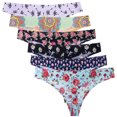 thumbnail image 1 of Tanga de cintura media para mujer, ropa interior sexy de una pieza, transpirable, con estampado sin dejar rastro, 6 unidades, 1 of 5