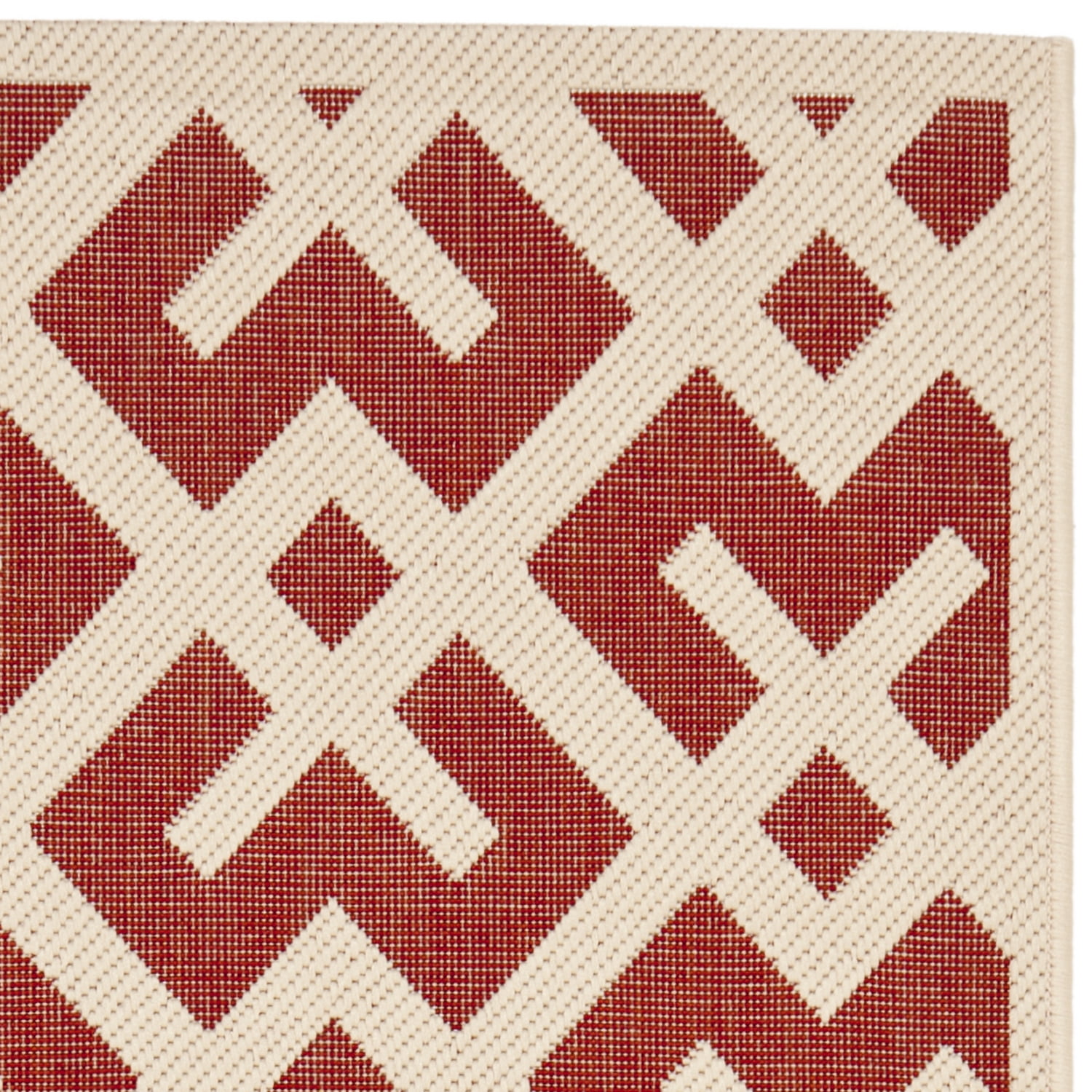Safavieh Courtyard Alvin Geometric Indoor/Outdoor Runner Rug, Red/Bone, 2'3" x 8'