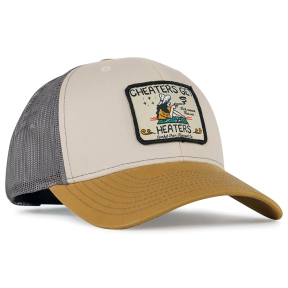 Cheaters Get Heaters Western Cowboy Patch Snapback Gray / Birch / Amber Gold