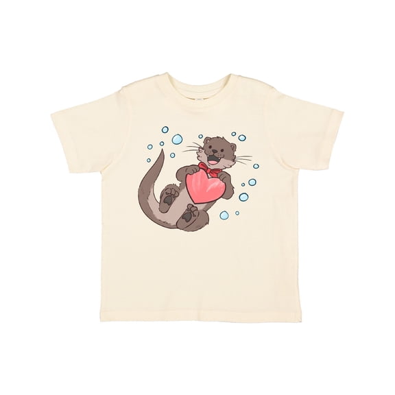 Inktastic Cute Smiling Valentine's Day Otter with Heart Boys or Girls Toddler T-Shirt