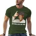 thumbnail image 5 of Funny Bar Gift T-Shirt - Drinks Are On Me Humor Tee, Adult Party Cotton Unisex Top Army Green-style M, 5 of 7