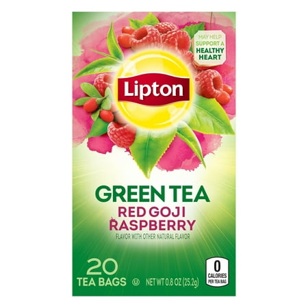(4 Boxes) Lipton Green Tea Bags Red Goji Raspberry 20 (Best Red Raspberry Leaf Tea)