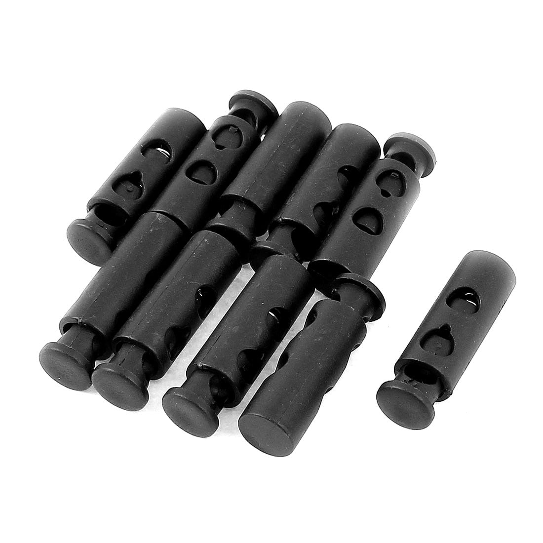 Black，6 PCS Metal Cord Locks iHYAO Double Hole Cord Lock End Spring Stop Toggle Stoppers 