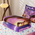 thumbnail image 5 of meiyoeat Cat Riding Dinosaur Zipper Twin Comforter Sets with Fitted Sheet and 2 Pillowcases for Boys Girls, Galaxy Space Rainbow Zipper Bedding Set, Purple, Star Reversible, 4pcs, 5 of 7