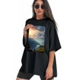 thumbnail image 3 of Plus Size Shirt for Women Black Tops for Women Oversized Short Sleeves Shirt for Women Mountain T Shirt Crewneck Shirt for Women XL, 3 of 5