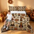 thumbnail image 2 of Homewish Halloween Scarecrow Pumpkin Queen Comforter Set, Gothic Skull Moth Comforter Sets Queen, Vintage Beige, Gray Reversible, 3pcs 1 Comforter and 2 Pillowcases, 2 of 6