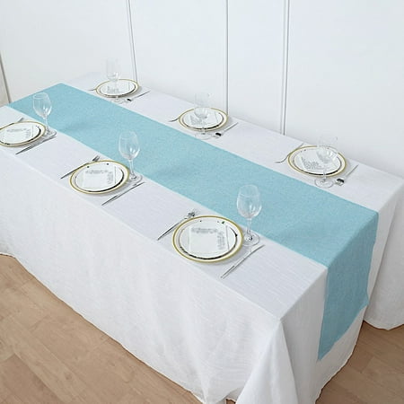 

BalsaCircle 14 x 108 Turquoise Faux Burlap Linen Polyester Table Runner Events Decorations