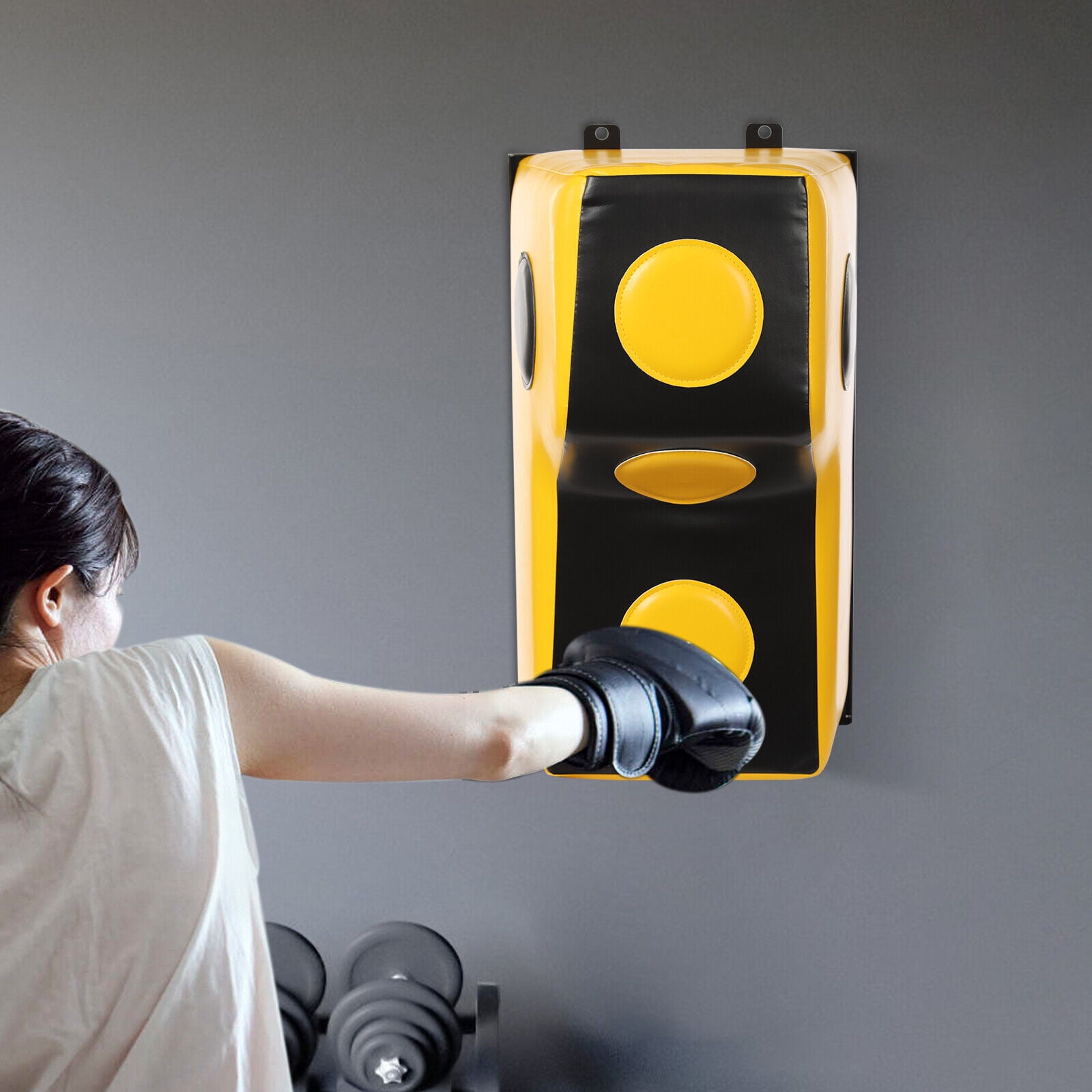 Yellow Wall Mount Punching Bag - Space-Saving Boxing Training Equipment for Hooks, Uppercuts, Straight Combinations - Uppercut Training Punching Target - 880lbs Bear Force