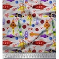 thumbnail image 1 of Soimoi Rayon Fabric Rocket,Planet & Astronaut Cartoon Printed Fabric 1 Yard 42 Inch Wide, 1 of 3