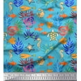 thumbnail image 1 of Soimoi Rayon Fabric Coral,Fish & Sea Turtle Ocean Print Fabric by Yard 56 Inch Wide, 1 of 3