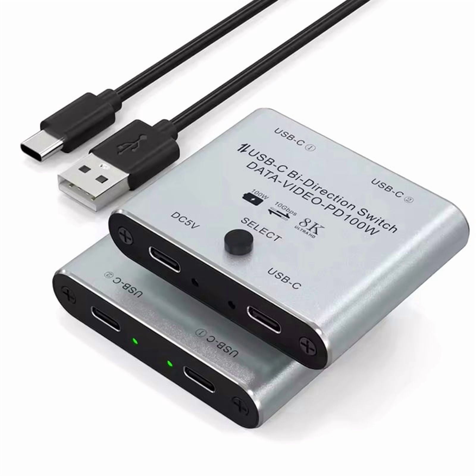 2X Bi Directional USB C Switch Splitter 8K USB C Switcher KVM 8K 60Hz 4K 144Hz Video for Multiple Source No USB C Line