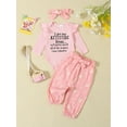 thumbnail image 3 of Hirigin Newborn Baby Girl I Get My ATTITUDE from Outfits Rib Knit Ruffle Romper Daisy Print Pants Headband Fall Winter Clothes Set, 3 of 8