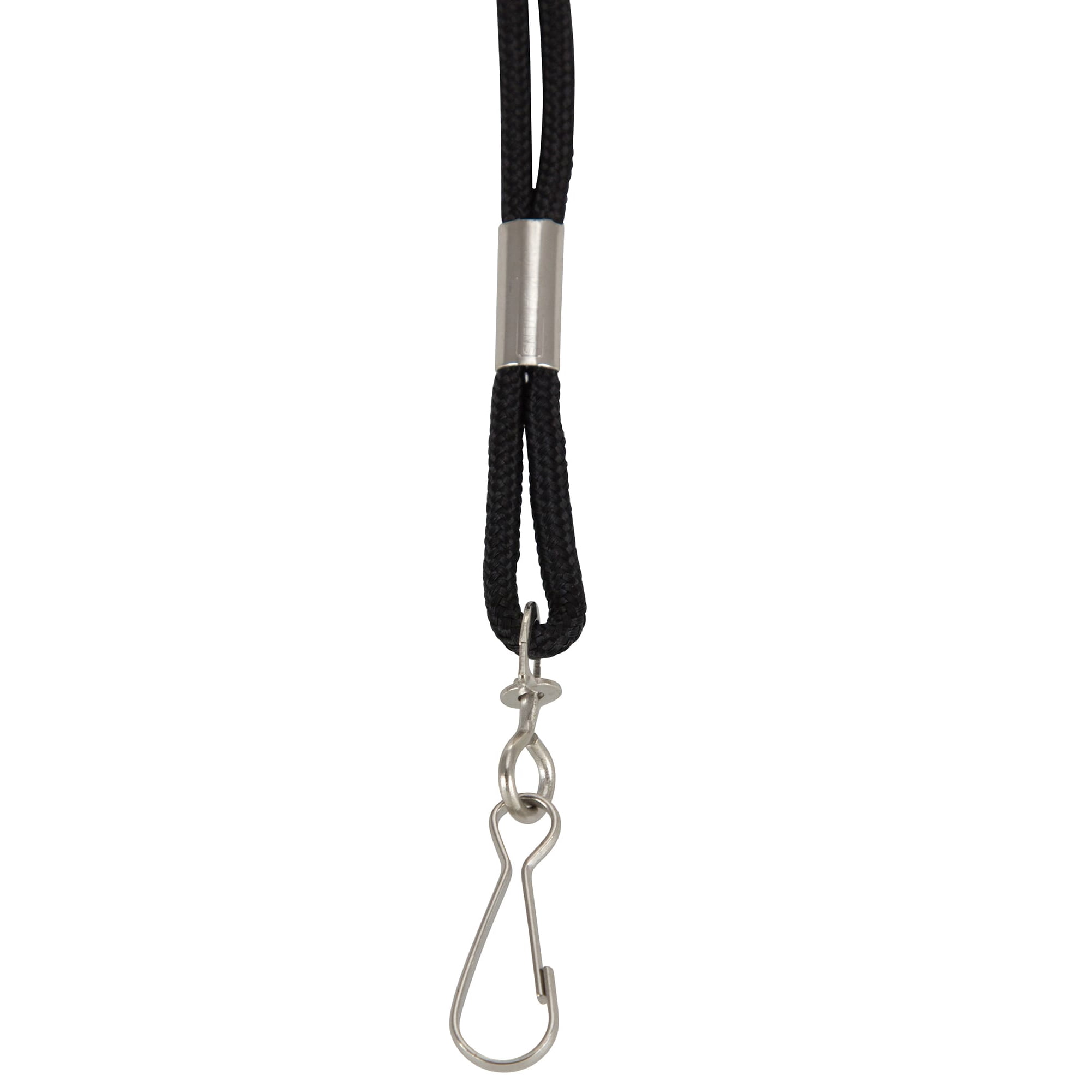 SICURIX Standard Lanyard, Rope Style, J Hook, Black, 12 Per Pack, 3 Packs