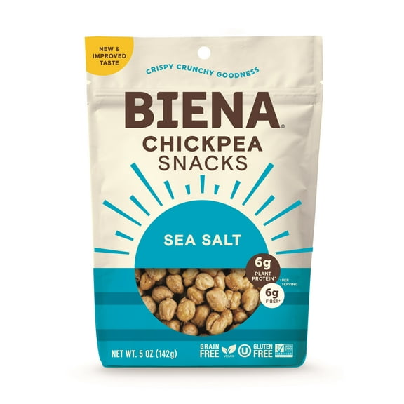 Biena Chickpeas Snacks, Sea Salt, 5 oz Bag