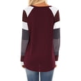thumbnail image 3 of ZXZY Women Color Block Round Neck Long Sleeve Scoop Hem Tunic Top, 3 of 3