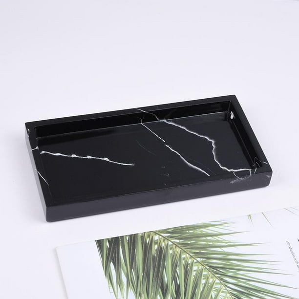 Bandeja de almacenamiento de mármol, bandeja de tocador para baño, tocador de cocina, soporte de almacenamiento para encimera, de joyería, organ Negro Macarena Bandeja de almacenamiento de baño