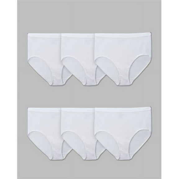 Ladies Plus Fit for Me Cotton Panty Briefs, White - Size 13 - Pack of 6