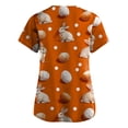 thumbnail image 4 of Easter Scrubs for Women Bunny Egg Print V Neck Stretchy Scrub Tops Short Sleeve Plus Size Nursing Top with Pocket Orange 4XL, 4 of 4