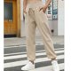 thumbnail image 3 of Joggers para mujer, talle alto, cordón en el tobillo, bolsillo lateral, pantalones de chándal sueltos para mujer, para viajes, vacaciones, oficina, caqui XL, 3 of 7