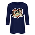thumbnail image 3 of Uootdi Hauts pour Femmes Manches 3/4 Col Ras du Cou 1976 Imprimé Arc-en-Ciel Rétro Coupe Décontractée T-Shirts Nostalgiques pour Escapade d'Été Cadeau, 3 of 4