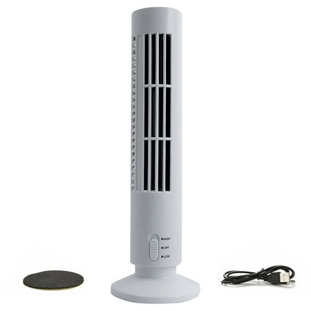 Portable USB Vertical Bladeless Fan, Mini Air Condition Fan Desk Cooling Tower Fan for