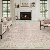 SIXHOME 8'x10' Area Rugs for Living Room Washable Rugs Carpet Vintage Traditional Rugs for Bedroom Dinning Room Office Soft Non Slip Large Area Rug Retro Home Decor Pink