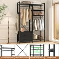 thumbnail image 4 of 6-Tier Heavy Duty Reversible Clothes Rack with Shelves & 2 Drawers - Space Saving Wardrobe System, Freestanding Closet Organizer with Hooks for Home/Office/Laundry,Black, 4 of 7