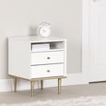 thumbnail image 2 of South Shore Dylane, Mid-century Glam 2-Drawer Nightstand, Pure White, 2 of 13