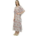 thumbnail image 3 of Bimba Women's Floral Cotton Kaftan Kimono Sleeve Coverup Blue Maxi Caftan-24, 3 of 5