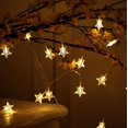 thumbnail image 2 of Cadena de luces LED con forma de estrella para interiores, exteriores, bodas, árboles de Navidad, Año Nuevo, decoración de jardines, blanco cálido, 2 of 5