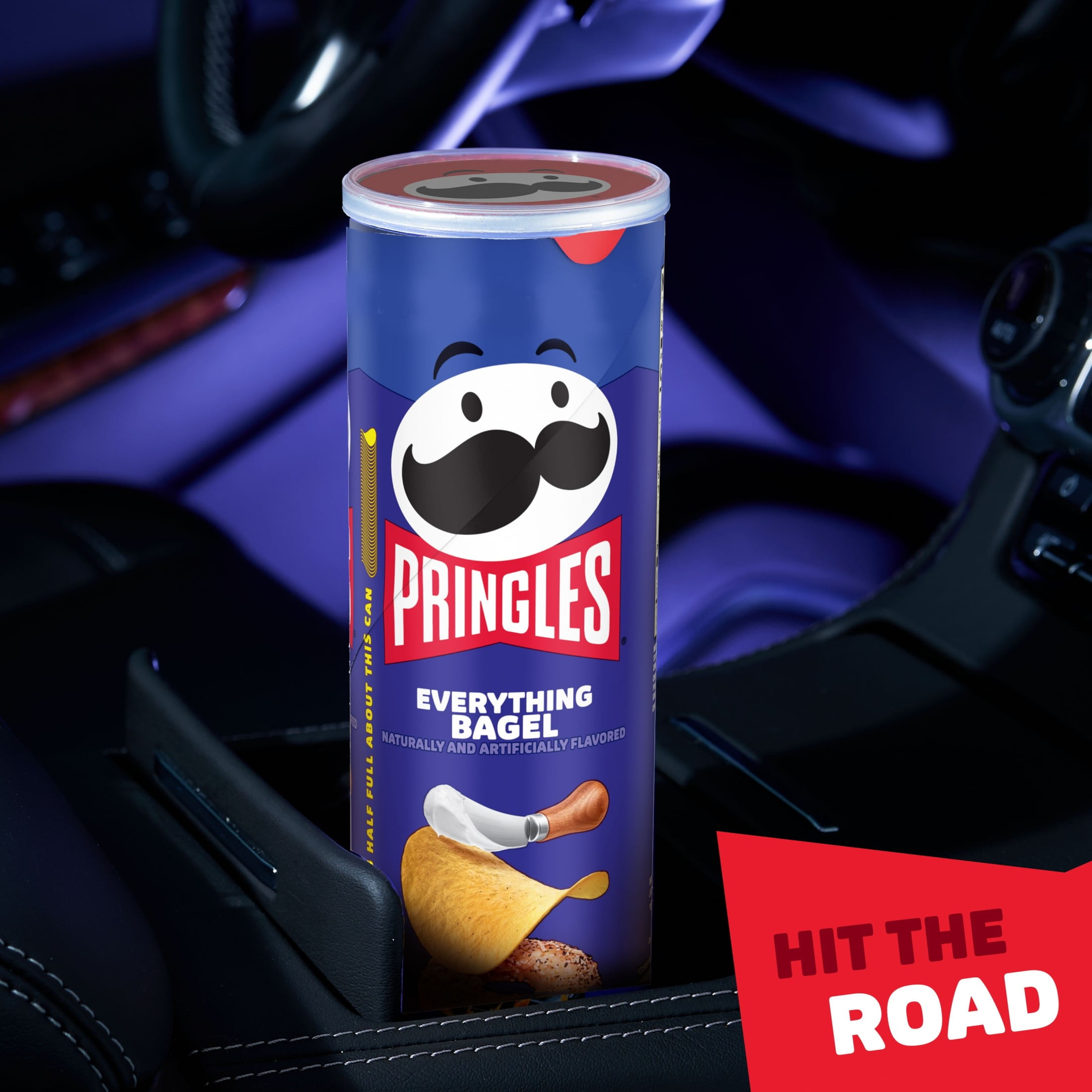 Pringles Everything Bagel Potato Crisps Chips, Lunch Snacks, 5.5 oz Canister
