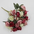 thumbnail image 4 of Artificial Silk Rose Peony Bouquet - 30cm Faux Flowers Arrangement, 1 Bunch, Mixed Peonies Chrysanthemums Greenery, Home Wedding Party Office Table Decor, 4 of 5