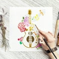 thumbnail image 4 of Plantilla de guitarra floral vintage con pincel de plástico, 8,3 x 11,7 pulgadas, reutilizable, con diseño decorativo de guitarra., 4 of 7