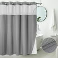 thumbnail image 1 of Barossa Design Waffle Weave Shower Curtain with Snap in Liner, Mesh Window, 71"W x 74"L, Grey, 1 of 6