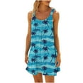 thumbnail image 2 of Ovzne Robes d'Été pour Femmes Robe de Plage pour Femme Col Rond Sans Manches Dégradé Teinture sur Nœuds Robe de Plage Robe pour Femmes Liquidation, 2 of 6
