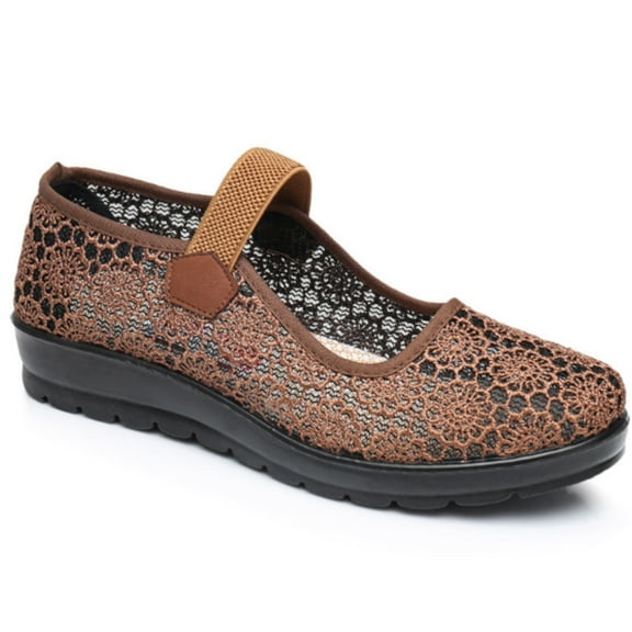 CHICVOMEY Ballet Flats for Women Slip On Mary Jane Flats for Women Dance Casual & Work Ballet Flats Arch Support Breathable Mesh Flats with Adjustable Strap