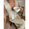 thumbnail image 3 of Women'S 2 Piece Sweater Skirt Sets Sleeveless V Neck Knit Ribbed Vest Tops Midi Skirt  L, 3 of 8