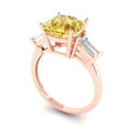 thumbnail image 2 of 3 ct Cushion Cut Natural Citrine 3 Stone 14K Rose Gold Womens Engagement Ring, 2 of 5