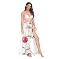 thumbnail image 2 of FORMRS Womens Long Sarong Beach Wrap Semi-Sheer Bikini Skirt Bathing Swimsuit Cover Up, Red Cherry, 2 of 7