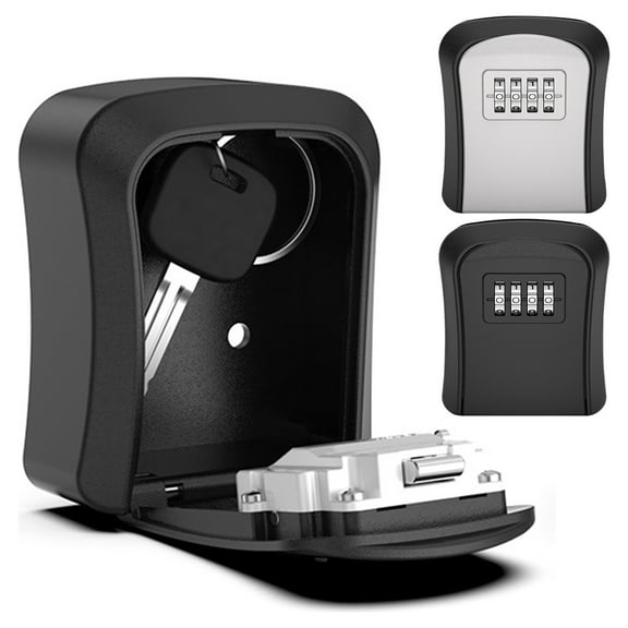 Key Safe Box 4 Digit Code Lock-Storage Key Box Outdoor Wall Mounted Security Password Key Box