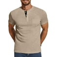 thumbnail image 6 of COOFANDY Men Short Sleeve Casual T Shirt Basic Solid Button Henley Daily Shirt with Pocket, 6 of 9