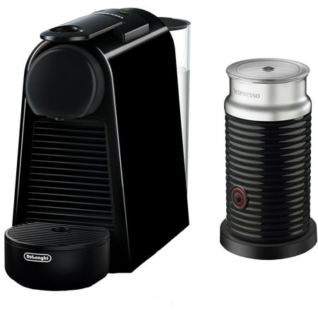 Nespresso by De'Longhi Essenza Mini Single-Serve Espresso Machine in Piano Black and Aeroccino Milk Frother in Black