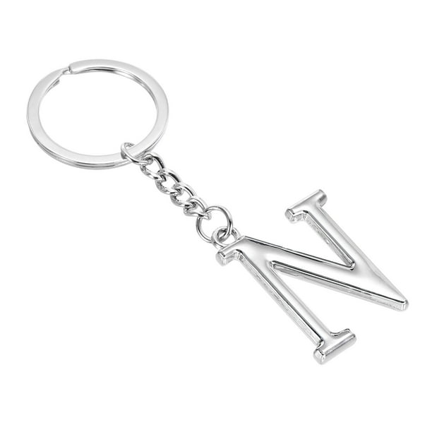 Llavero de letra inicial Uxcell, colgante de alfabeto metálico, encanto de llavero letra N, accesorios para regalo