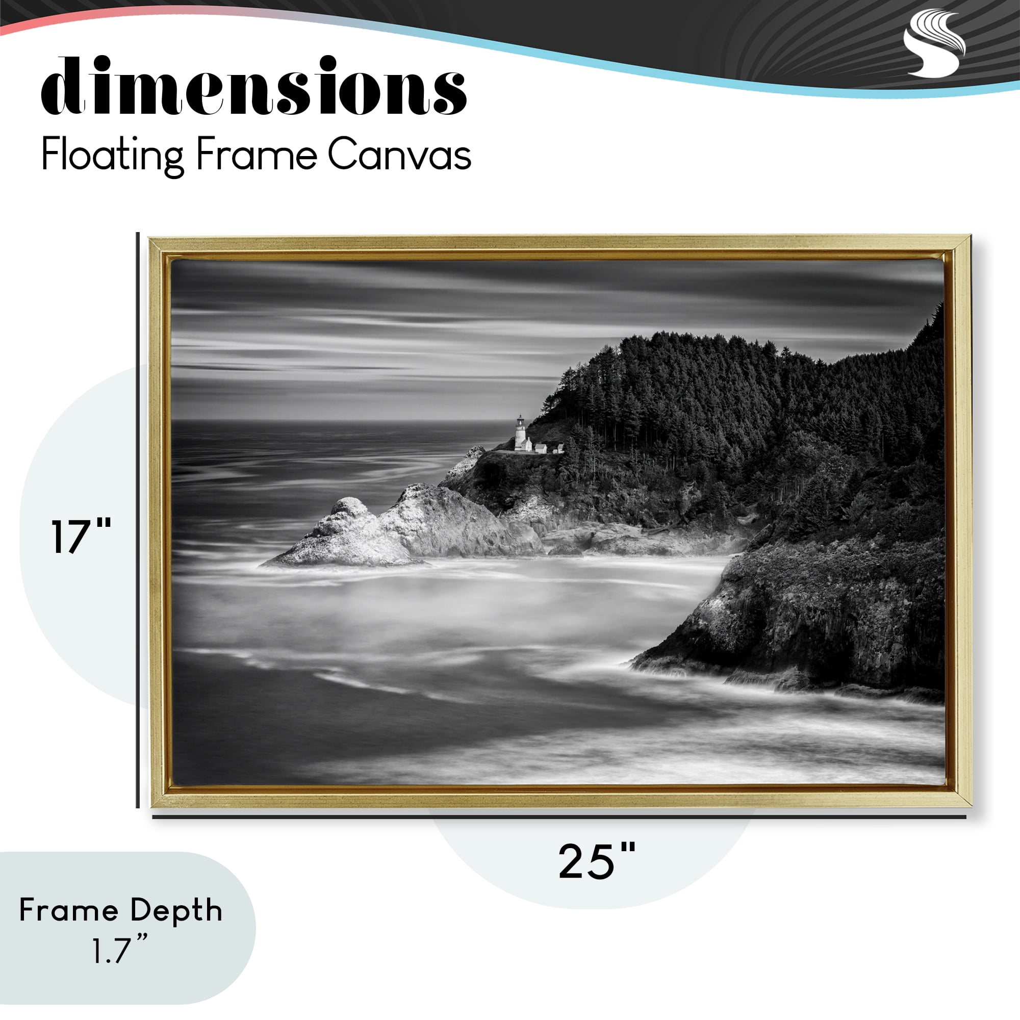 Stupell Industries Perched Above The Pacific Gold Framed Floater Canvas Wall Art, design by Rick Berk