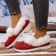 thumbnail image 2 of Women's Cozy Furry Slip on Boots Winter Warm Plush Lined Walking Loafers Suede Warm Cozy Flat Mules Shoes Red Size 6.5, 2 of 4