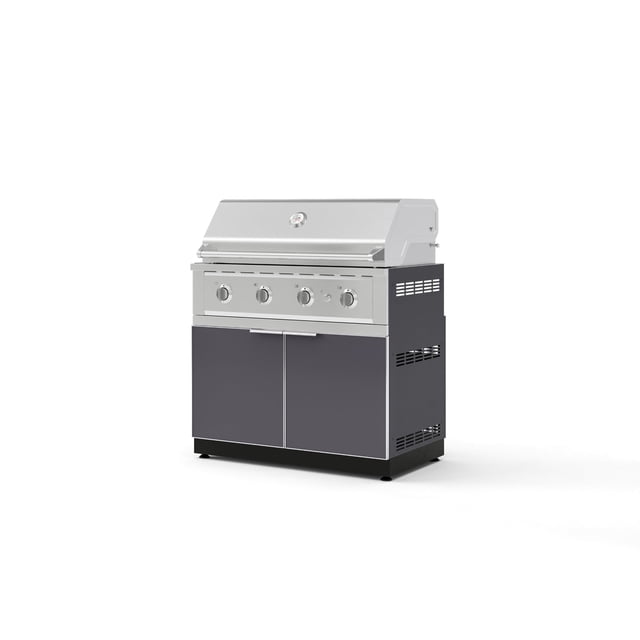 NewAge Products Outdoor Kitchen Aluminum 2 Piece Cabinet Set with Grill Cabinet and Performance Grill