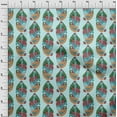 thumbnail image 3 of oneOone Cotton Jersey Baby Blue Fabric Leaves & Paisley Block Quilting Supplies Printed Sewing Fabric By The Yard 58 Inches Wide, 3 of 4