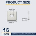 thumbnail image 2 of Uxcell 16 Pcs Flat Square Plate Washer, 8MM ID x 25MM OD x 2MM Thick 304 Stainless Steel Flat Pad Spacer Gasket for Bolts Factories Bathroom Repair Shops Construction, Silver, 2 of 6