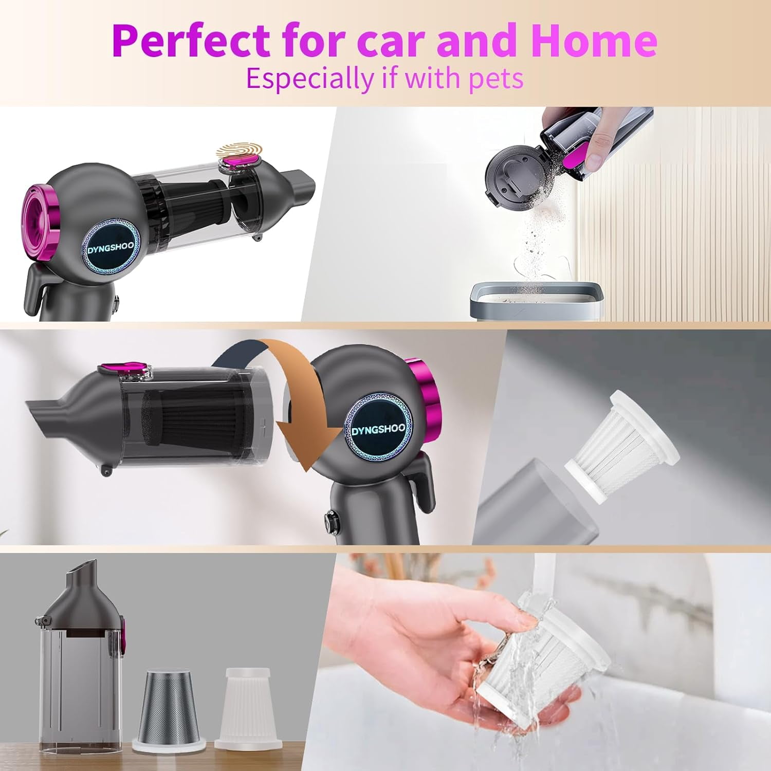 Handheld Car Vacuum Portable Cordless（Equipped with a one-Touch Window Breaker and Seatbelt Cutter ） Car Vacuum Cleaner with 25000Pa Ultra-Strong Suction,Design for Drivers ()